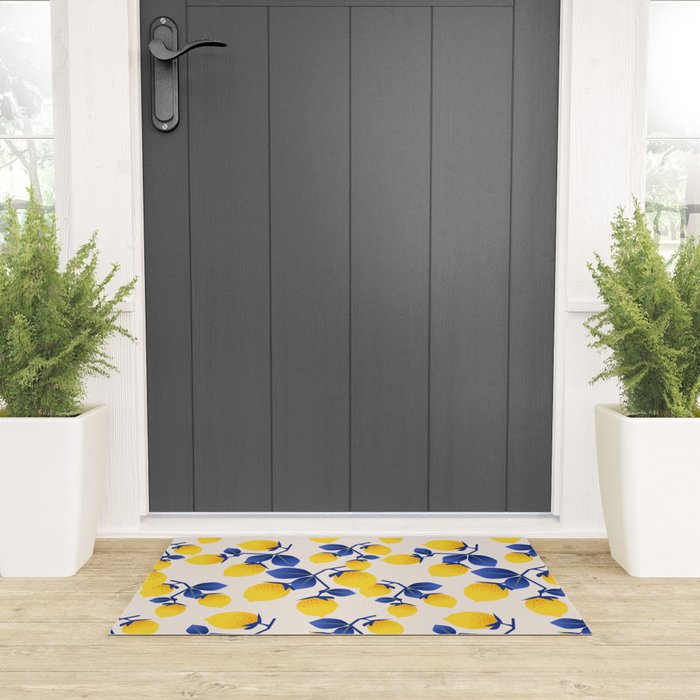 Lemons Blue Welcome Mat Gallery Image 3
