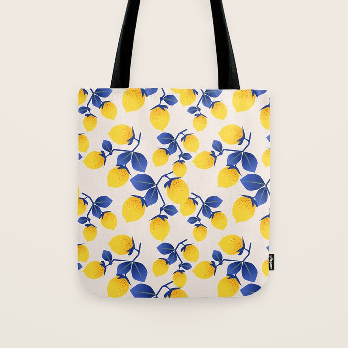Lemons Blue Tote Bag Gallery Image 1