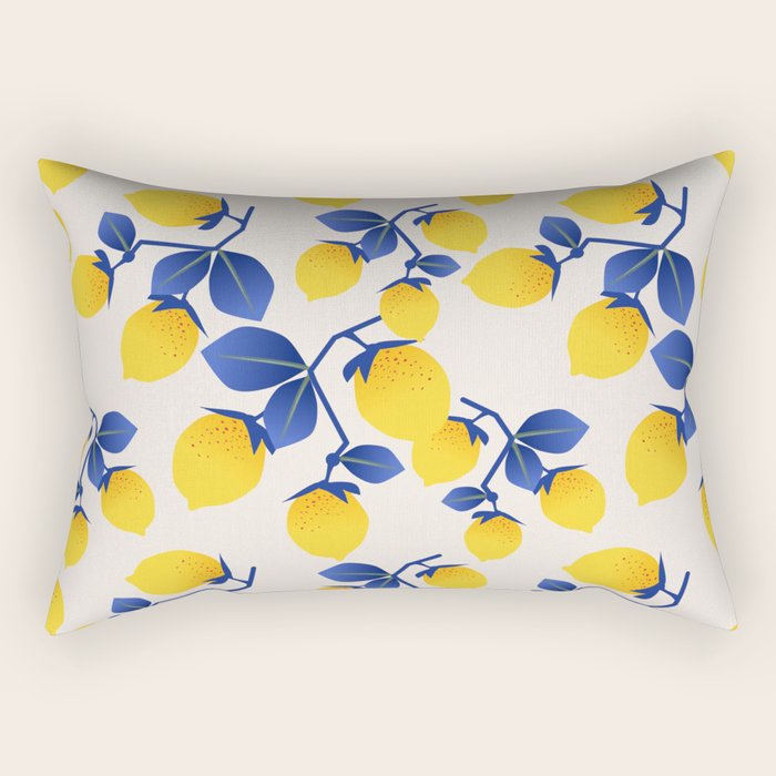 Lemons Blue Rectangular Pillow Gallery Image 2