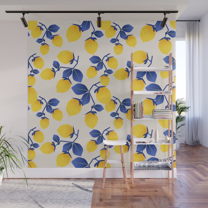 Lemons Blue Wall Mural Gallery Image 1