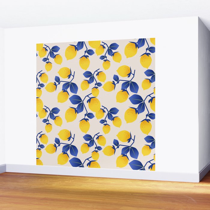 Lemons Blue Wall Mural Gallery Image 2