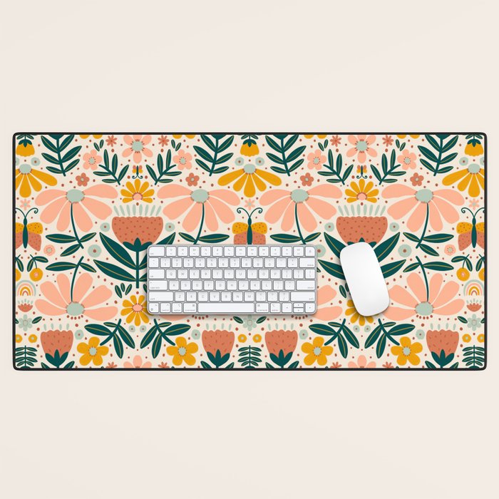Pretty Floral - Earth Colors Desk Mat Gallery Image 1