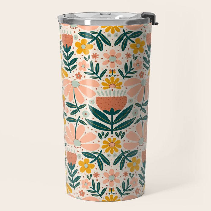 Pretty Floral - Earth Colors Travel Mug Gallery Image 2