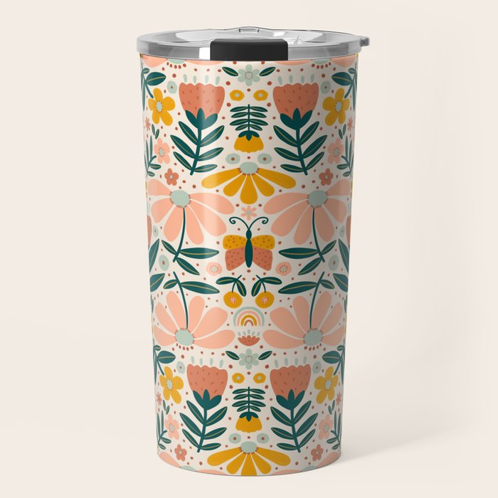 Pretty Floral - Earth Colors Travel Mug Gallery Image 1