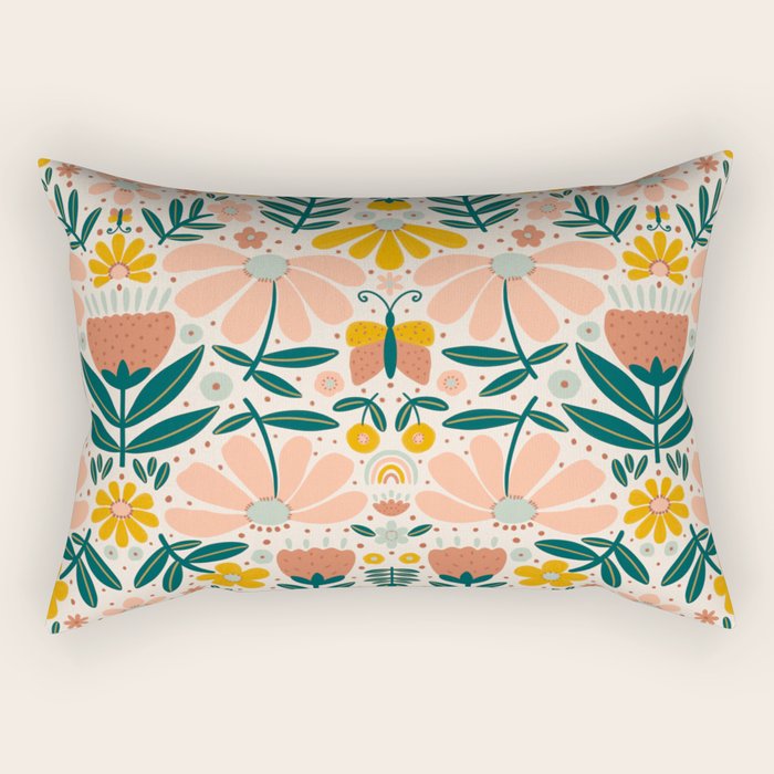 Pretty Floral - Earth Colors Rectangular Pillow Gallery Image 2