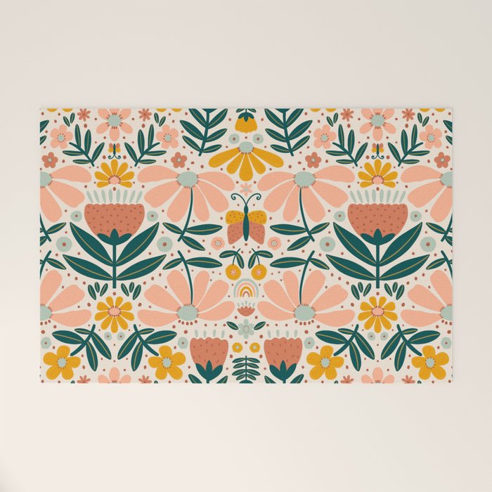 Pretty Floral - Earth Colors Welcome Mat Gallery Image 1