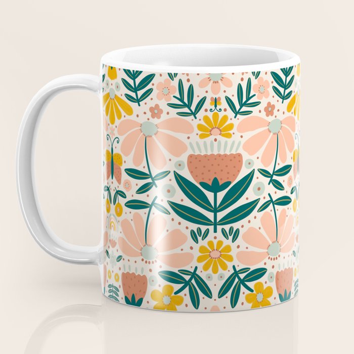 Pretty Floral - Earth Colors Coffee Mug Gallery Image 3