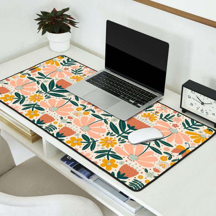 Pretty Floral - Earth Colors Desk Mat Gallery Image 2