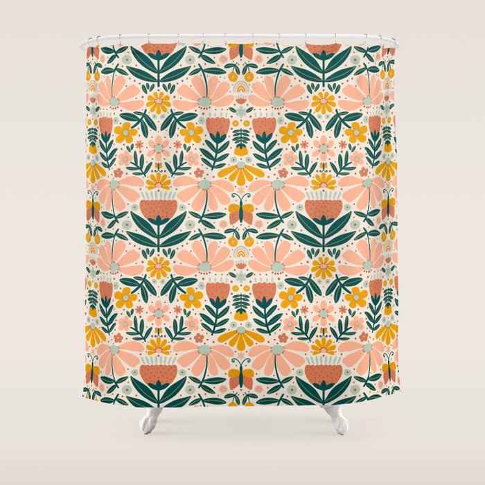 Pretty Floral - Earth Colors Shower Curtain Gallery Image 1