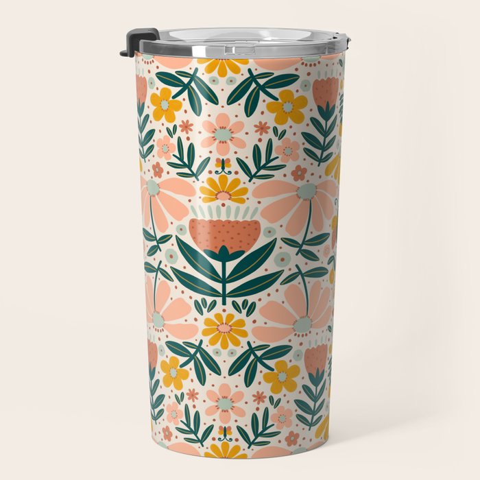Pretty Floral - Earth Colors Travel Mug Gallery Image 3