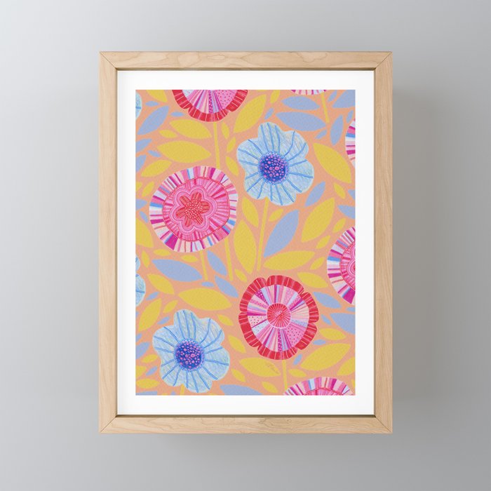 Folk Floral Blossoms in Pastel Pink Mini Art Print Gallery Image 1