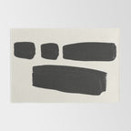 Mid Century Modern Minimalist Abstract Art Brush Strokes Black & White Ink Art Square Shapes Rug Gallery Image 2