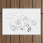 Minimal Line Art Woman with Flowers III Outdoor Rug Gallery Image 1