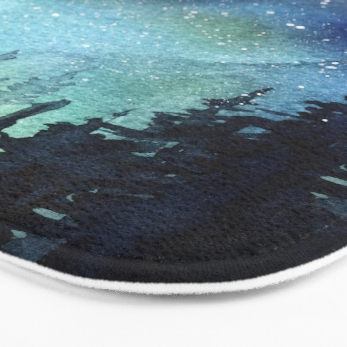 Galaxy Watercolor Aurora Borealis Painting Bath Mat Gallery Image 3