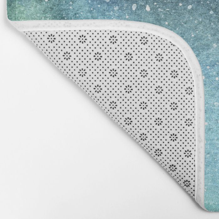 Galaxy Watercolor Aurora Borealis Painting Bath Mat Gallery Image 2