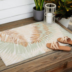 My blush and copper abstract Aloha Tropical Jungle Palm Garden Outdoor Rug Gallery Image 2