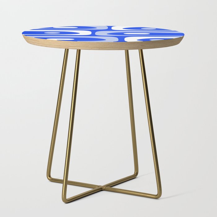 Mid Century Modern Piquet Abstract Pattern Royal Blue Side Table Gallery Image 1