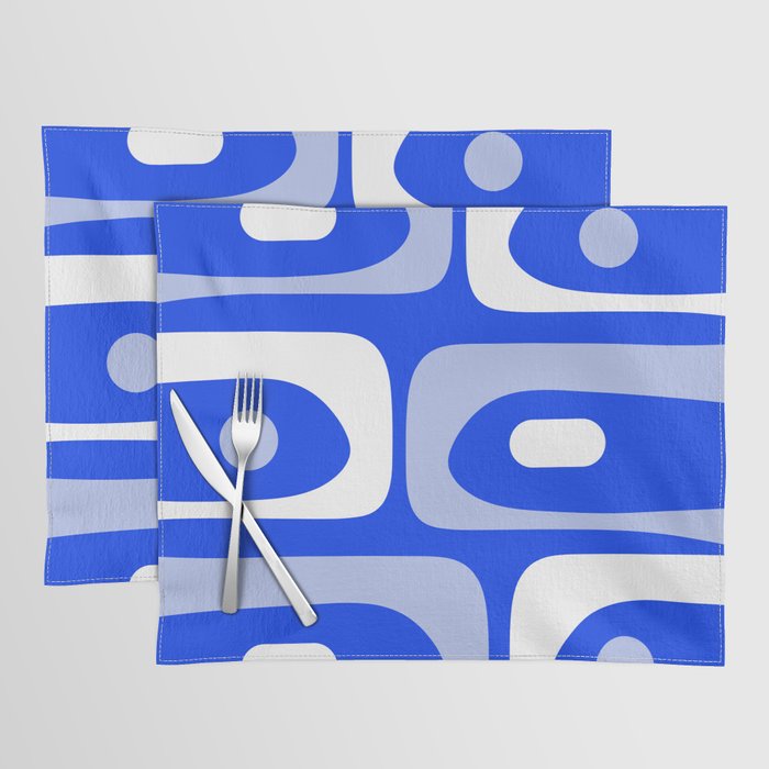 Mid Century Modern Piquet Abstract Pattern Royal Blue Placemat Gallery Image 1