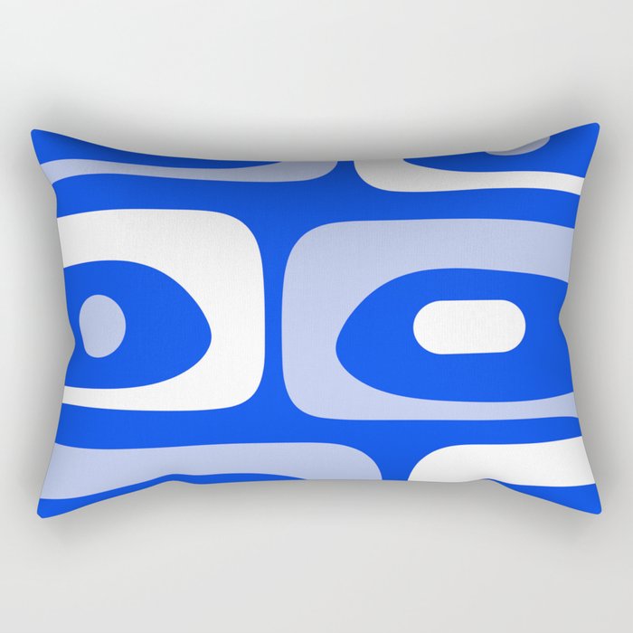 Mid Century Modern Piquet Abstract Pattern Royal Blue Rectangular Pillow Gallery Image 2