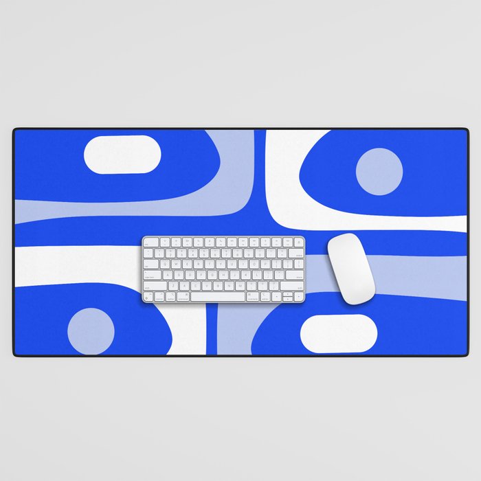 Mid Century Modern Piquet Abstract Pattern Royal Blue Desk Mat Gallery Image 1
