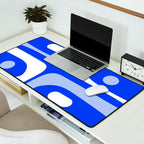 Mid Century Modern Piquet Abstract Pattern Royal Blue Desk Mat Gallery Image 2