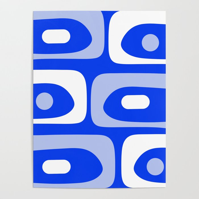 Mid Century Modern Piquet Abstract Pattern Royal Blue Poster Gallery Image 4