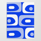 Mid Century Modern Piquet Abstract Pattern Royal Blue Poster Gallery Image 4