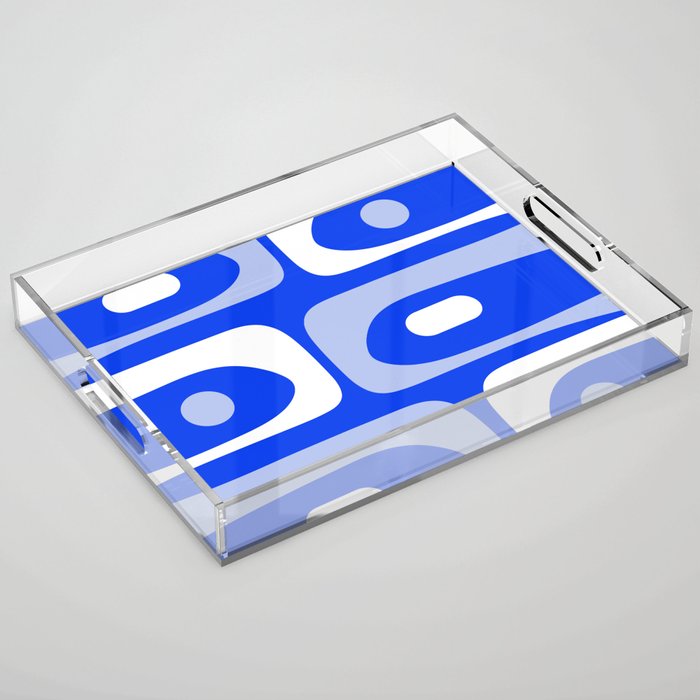 Mid Century Modern Piquet Abstract Pattern Royal Blue Acrylic Tray Gallery Image 1