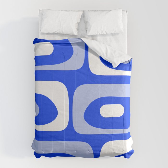 Mid Century Modern Piquet Abstract Pattern Royal Blue Comforter Gallery Image 1