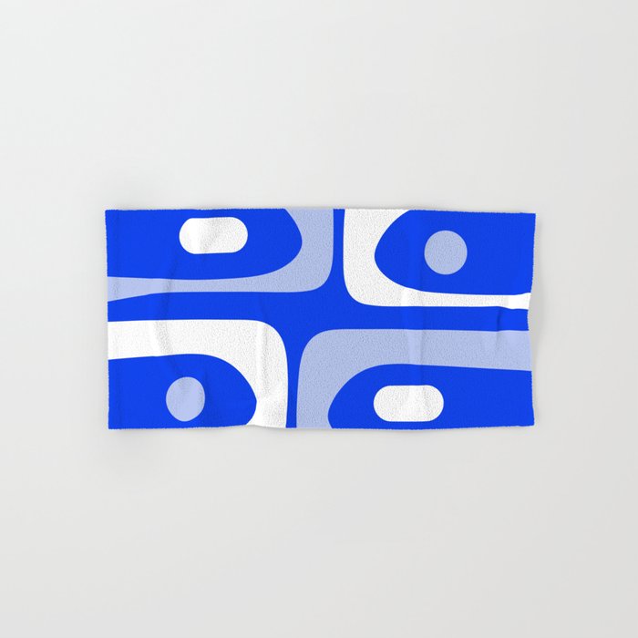 Mid Century Modern Piquet Abstract Pattern Royal Blue Bath Towel Gallery Image 1