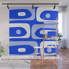 Mid Century Modern Piquet Abstract Pattern Royal Blue Wall Mural Gallery Image 1