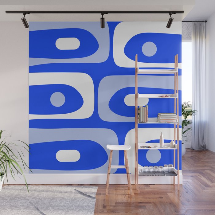 Mid Century Modern Piquet Abstract Pattern Royal Blue Wall Mural Gallery Image 1
