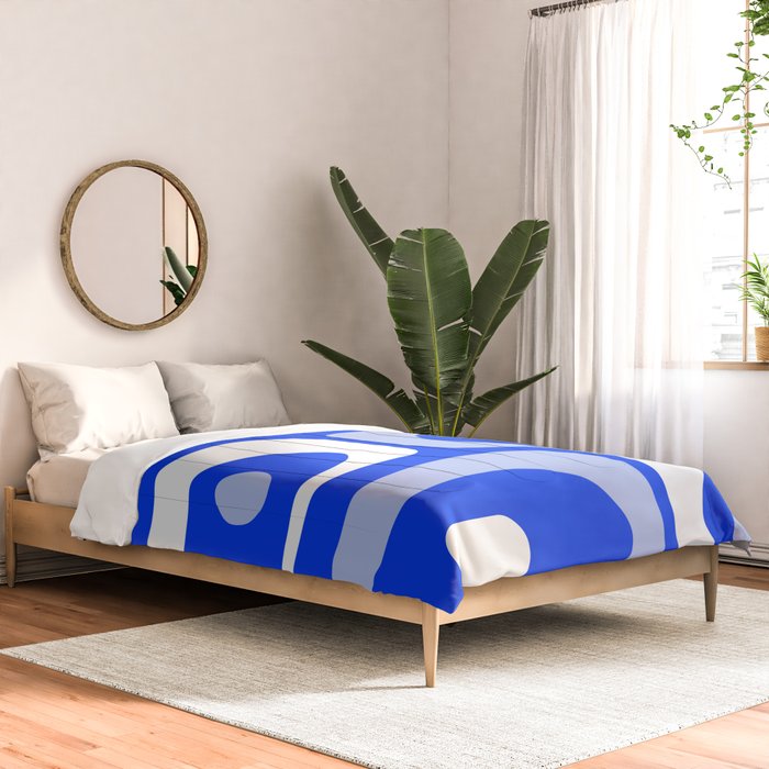 Mid Century Modern Piquet Abstract Pattern Royal Blue Comforter Gallery Image 2