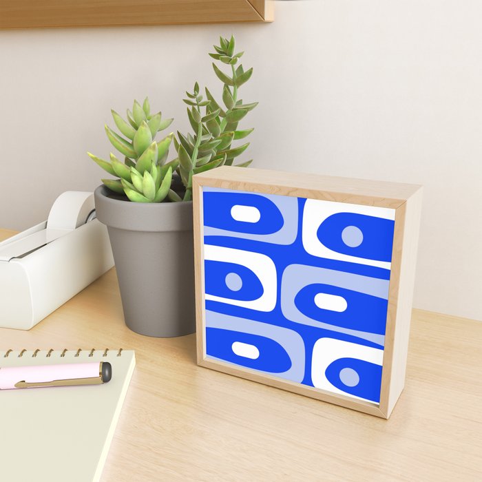 Mid Century Modern Piquet Abstract Pattern Royal Blue Mini Art Print Gallery Image 2