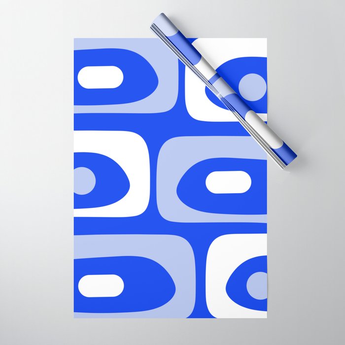 Mid Century Modern Piquet Abstract Pattern Royal Blue Wrapping Paper Gallery Image 1