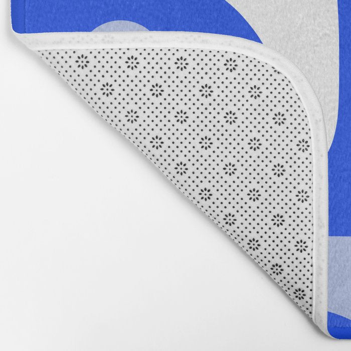 Mid Century Modern Piquet Abstract Pattern Royal Blue Bath Mat Gallery Image 2