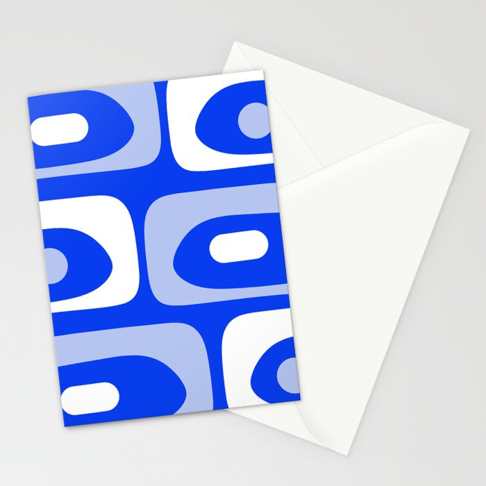 Mid Century Modern Piquet Abstract Pattern Royal Blue Stationery Card Gallery Image 2