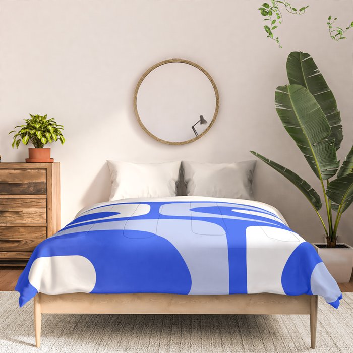 Mid Century Modern Piquet Abstract Pattern Royal Blue Comforter Gallery Image 3
