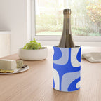 Mid Century Modern Piquet Abstract Pattern Royal Blue Wine Chiller Gallery Image 4