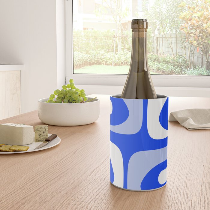 Mid Century Modern Piquet Abstract Pattern Royal Blue Wine Chiller Gallery Image 4