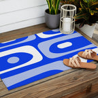Mid Century Modern Piquet Abstract Pattern Royal Blue Outdoor Rug Gallery Image 2