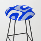 Mid Century Modern Piquet Abstract Pattern Royal Blue Stool Gallery Image 2