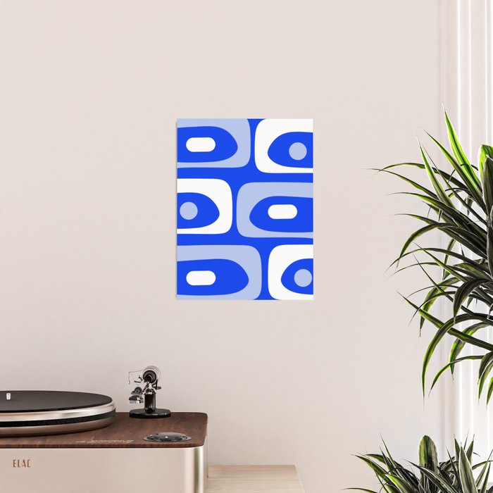 Mid Century Modern Piquet Abstract Pattern Royal Blue Poster Gallery Image 2