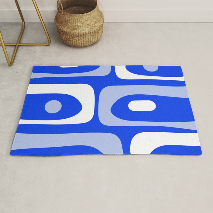 Mid Century Modern Piquet Abstract Pattern Royal Blue Rug Gallery Image 1