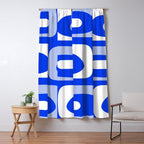 Mid Century Modern Piquet Abstract Pattern Royal Blue Window Curtain Gallery Image 5