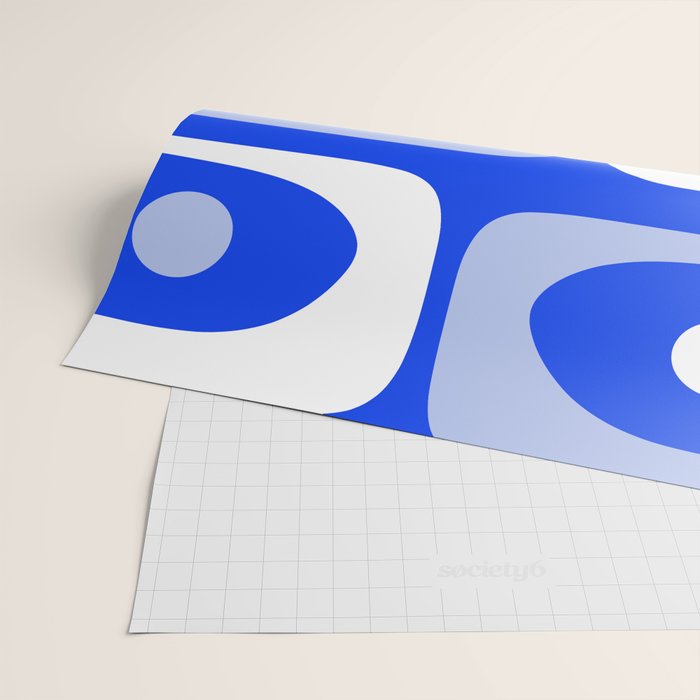 Mid Century Modern Piquet Abstract Pattern Royal Blue Wrapping Paper Gallery Image 2