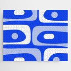 Mid Century Modern Piquet Abstract Pattern Royal Blue Jigsaw Puzzle Gallery Image 1
