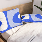 Mid Century Modern Piquet Abstract Pattern Royal Blue Pillow Sham Gallery Image 2