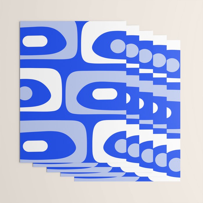 Mid Century Modern Piquet Abstract Pattern Royal Blue Wrapping Paper Gallery Image 3