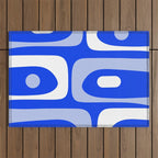 Mid Century Modern Piquet Abstract Pattern Royal Blue Outdoor Rug Gallery Image 1